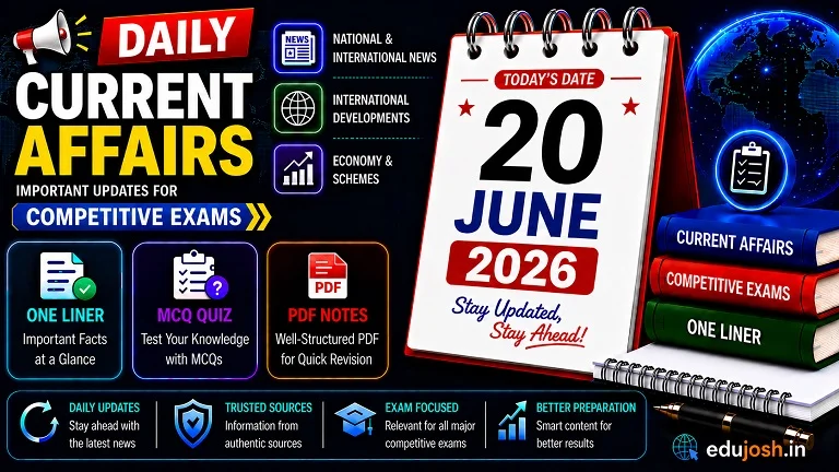 20 June 2026 Current Affairs in Hindi - EduJosh