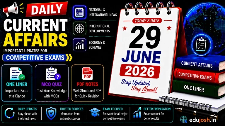 29 June 2026 Current Affairs in Hindi - EduJosh