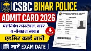 CSBC Bihar Police Prohibition Constable Warder Admit Card Exam Date EduJosh