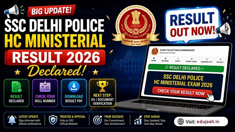 SSC Delhi Police HC Ministerial Result Cut Off Marks List PDF EduJosh