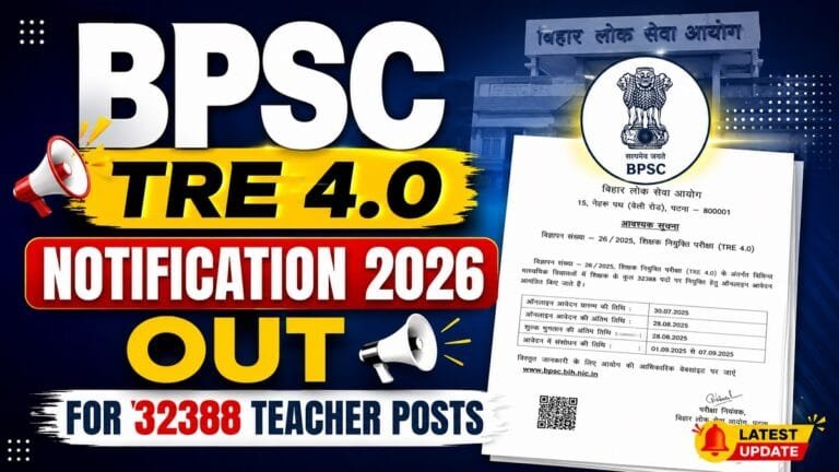 BPSC TRE 4.0 Notification 2026 Out For 32388 Teacher Posts by edujosh