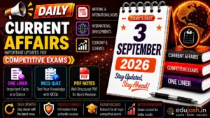 3 September 2026 Current Affairs in Hindi - EduJosh